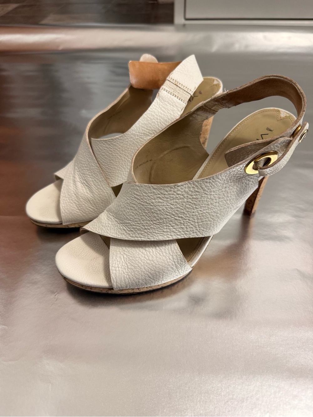 Women’s White Leather Slingback Heels